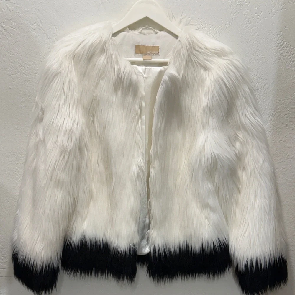 NWOT Michael Kors Dip-Dye Teddy Faux Fur Jacket - Medium - Picture 3 of 13